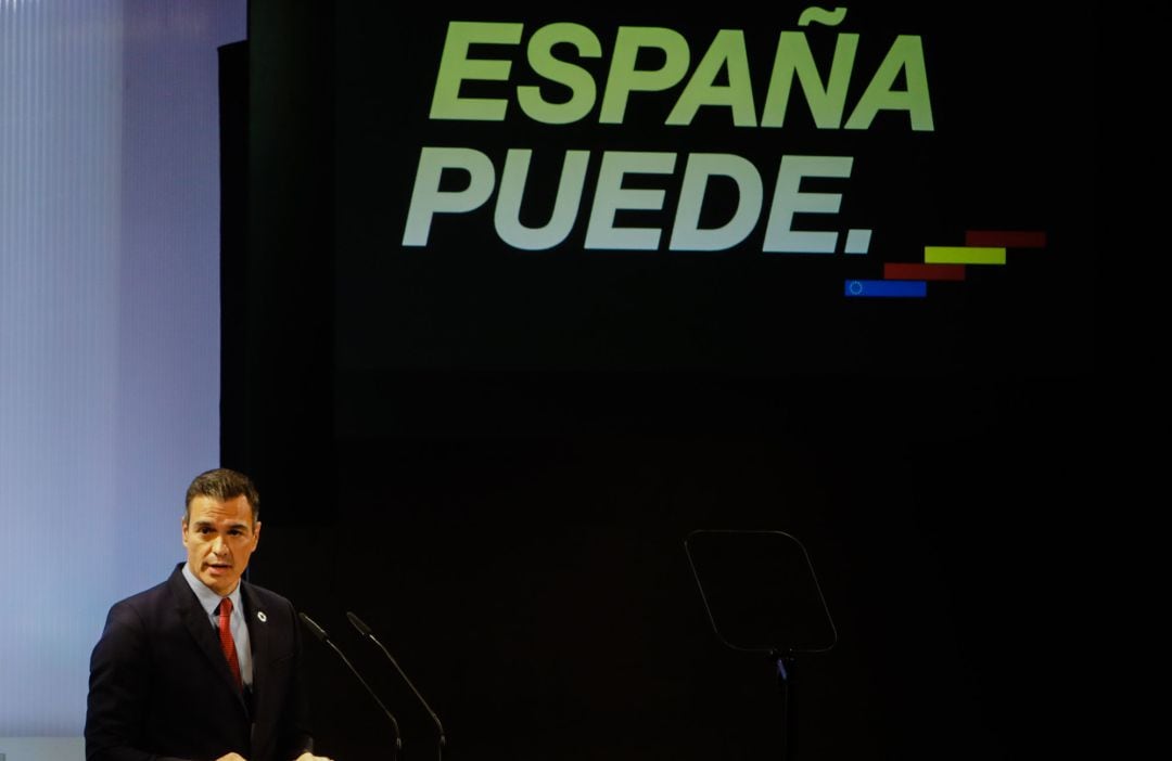 El presidente del Gobierno, Pedro Sánchez, en la conferencia bajo el título &#039;España puede. Recuperación, Transformación, Resiliencia&#039;.