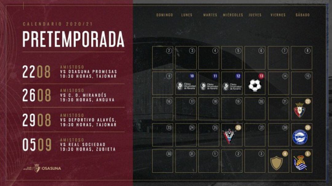 Calendario de pretemporada