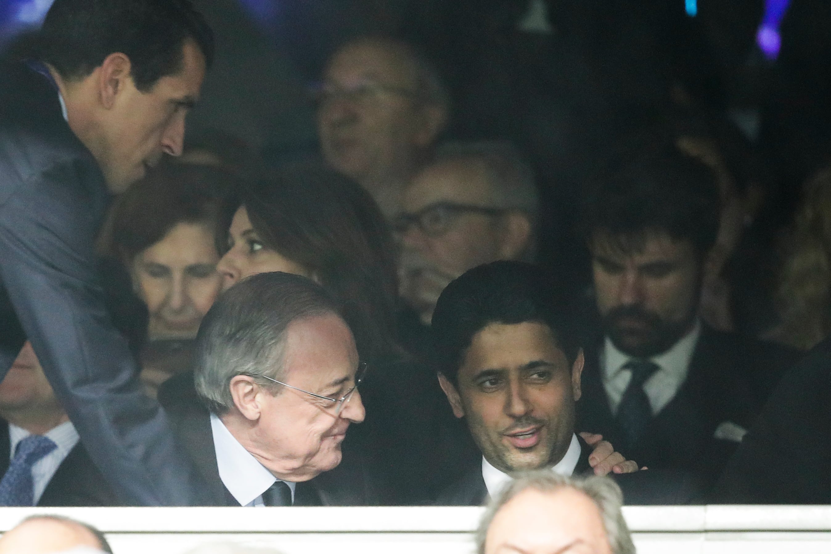 Florentino Pérez y Nasser Al-Khelaifi comparten el palco del Santiago Bernabéu