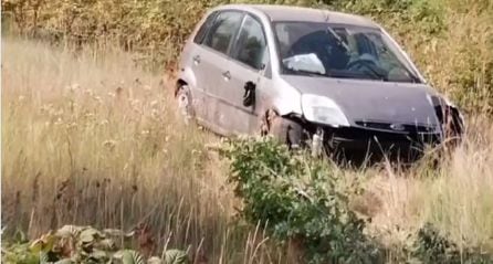 Estado en que quedaba el vehículo que se salió de la vía en la carretera de la Aguilera