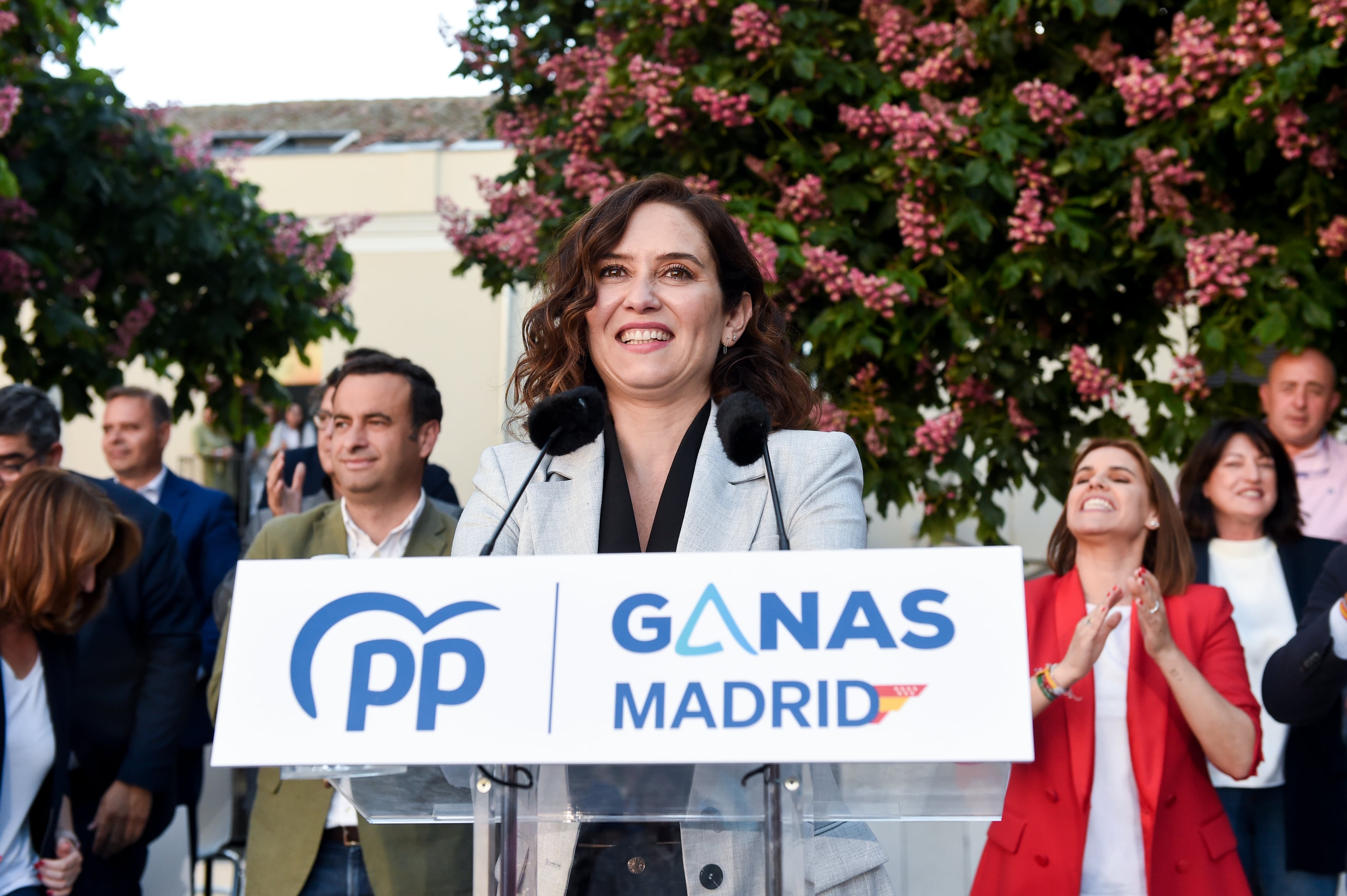 La presidente madrileña y candidata a la reelección, Isabel Díaz Ayuso, el viernes en un acto del PP regional en Alcalá de Henares