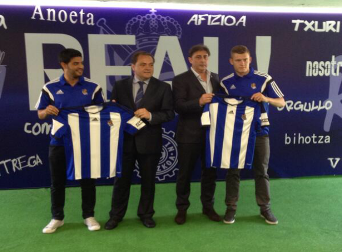 Vela, Aperribay, Loren y Finnbogason en la presentación