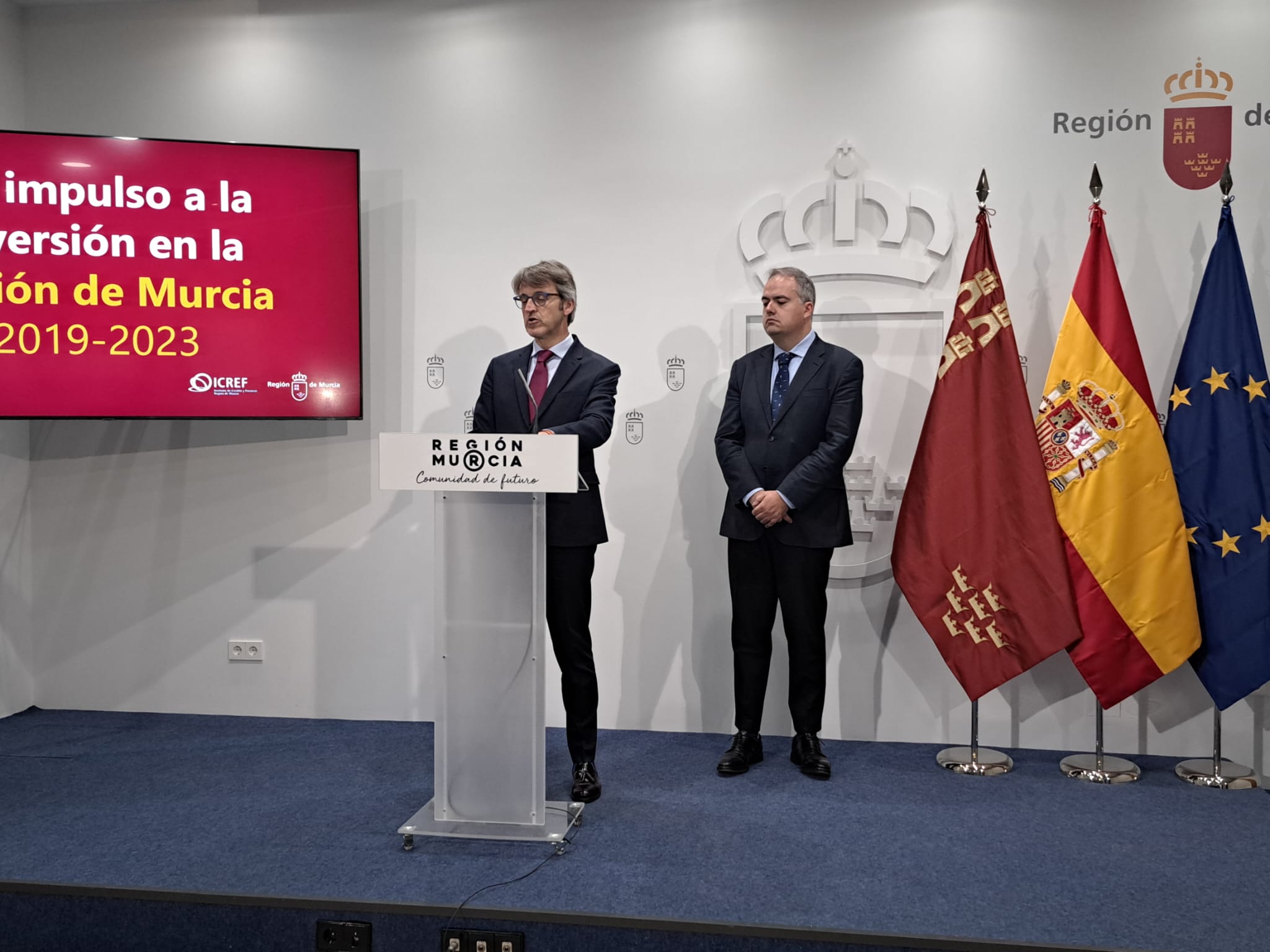 El consejero de Economía, Hacienda, Fondos Europeos y Administración Digital, Luis Alberto Marín, presenta el balance de la actividad del Icref