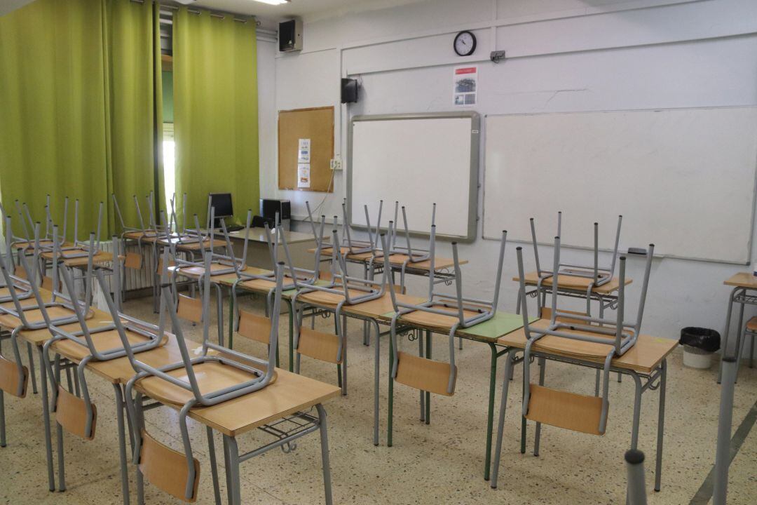 Una aula de l'Institut Martí i Franquès de Tarragona. Imatge del 29 de maig del 2020