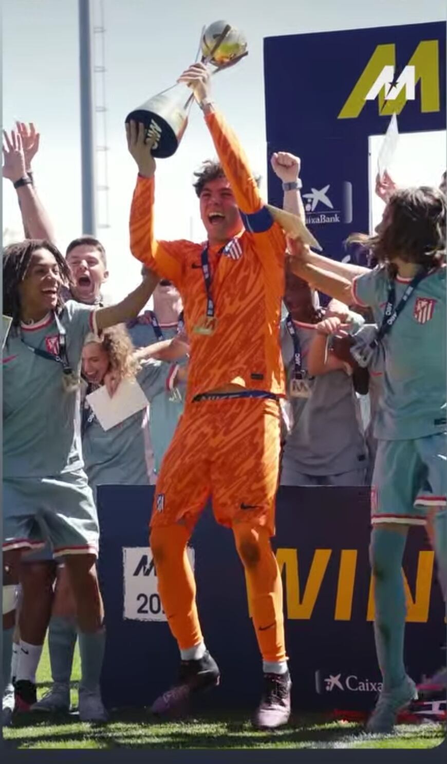 Joan Gómez, portero alcoyano del equipo infantil del Atlético de Madrid