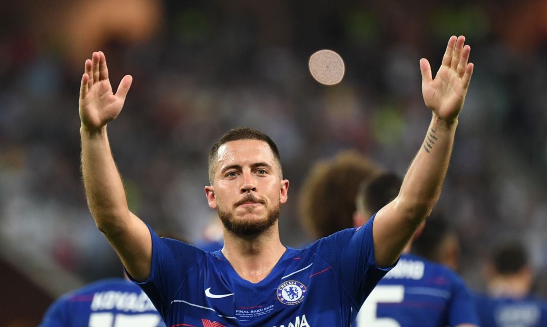 Hazard celebra uno de sus últimos goles con el Chelsea