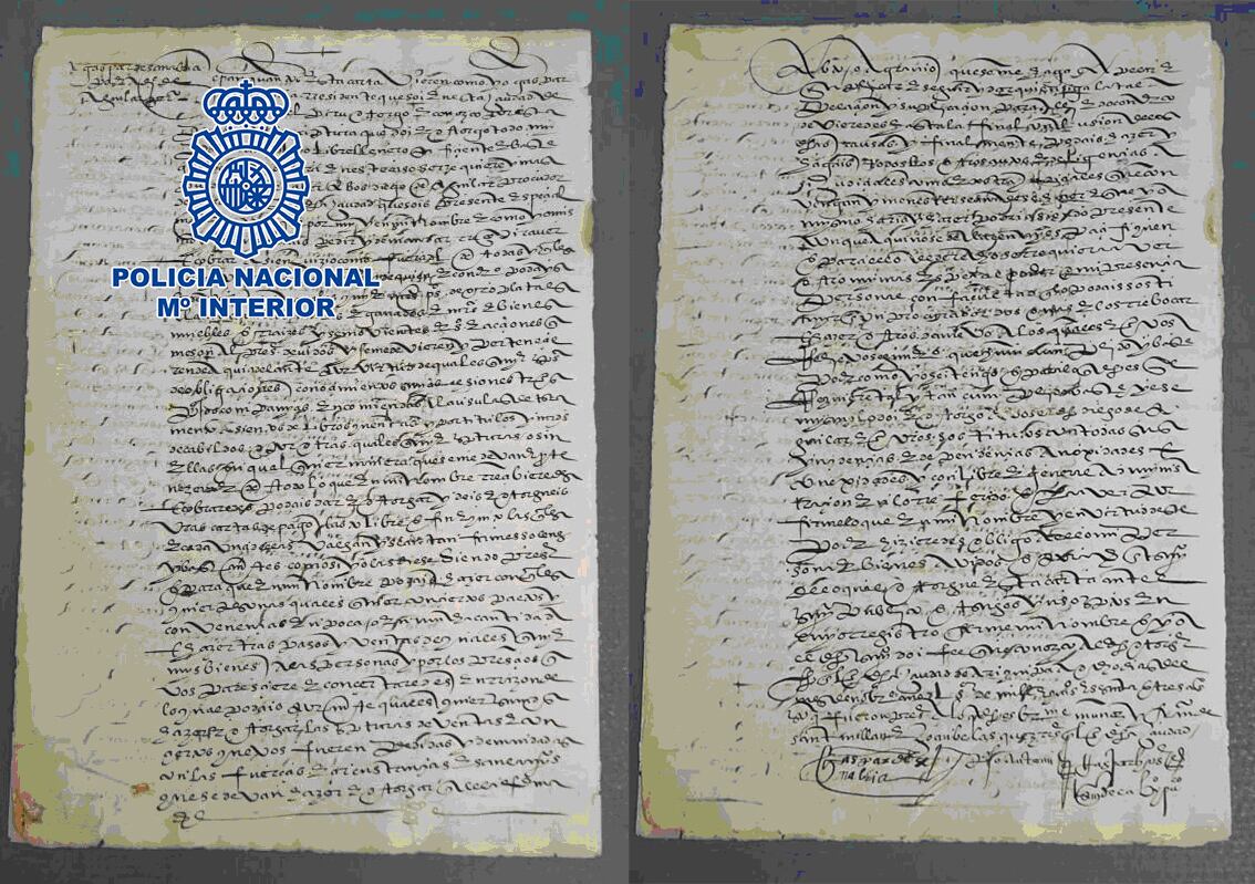 El documento recuperado en Málaga