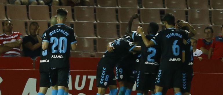 El Lugo celebra su gol ante el Granada