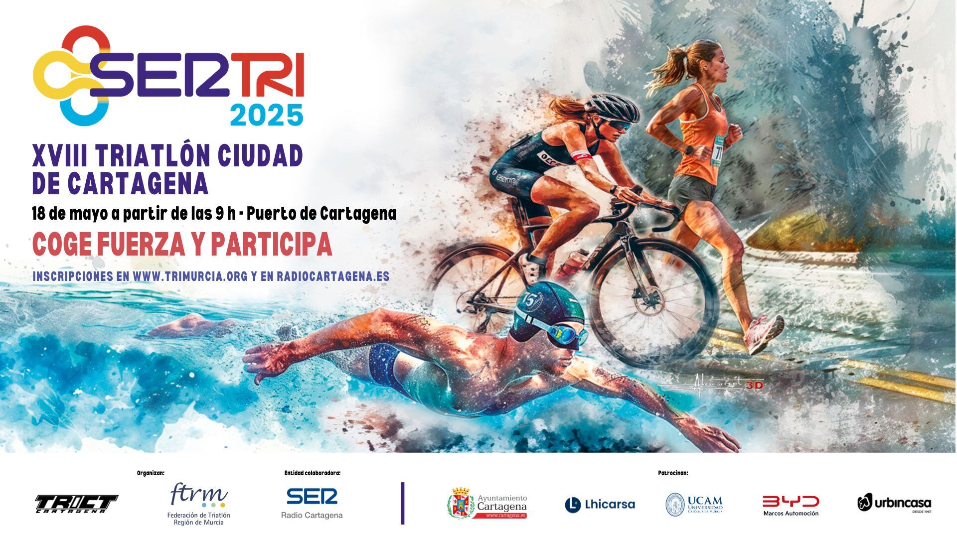 Cartel de la XVIII edición del Triatlón Ciudad de Cartagena SERTRI