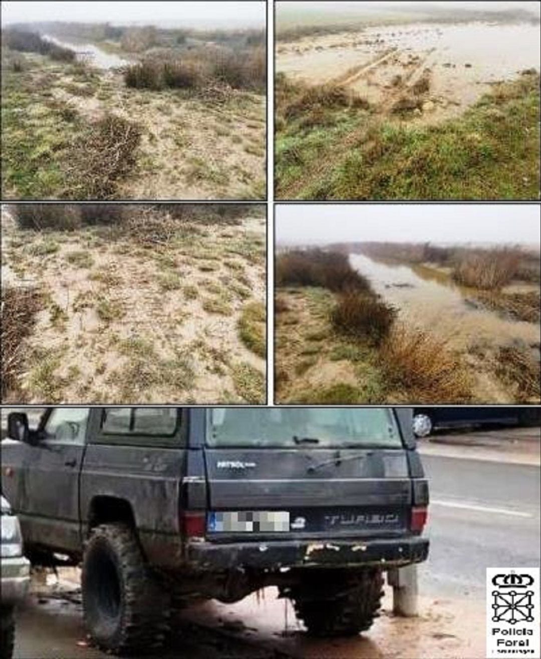 Patrullas de la Policía Foral, adscritas a la Brigada de Protección Medioambiental, han denunciado a un conductor por circular con su vehículo todo terreno a través de un humedal &quot;causando importantes daños&quot;