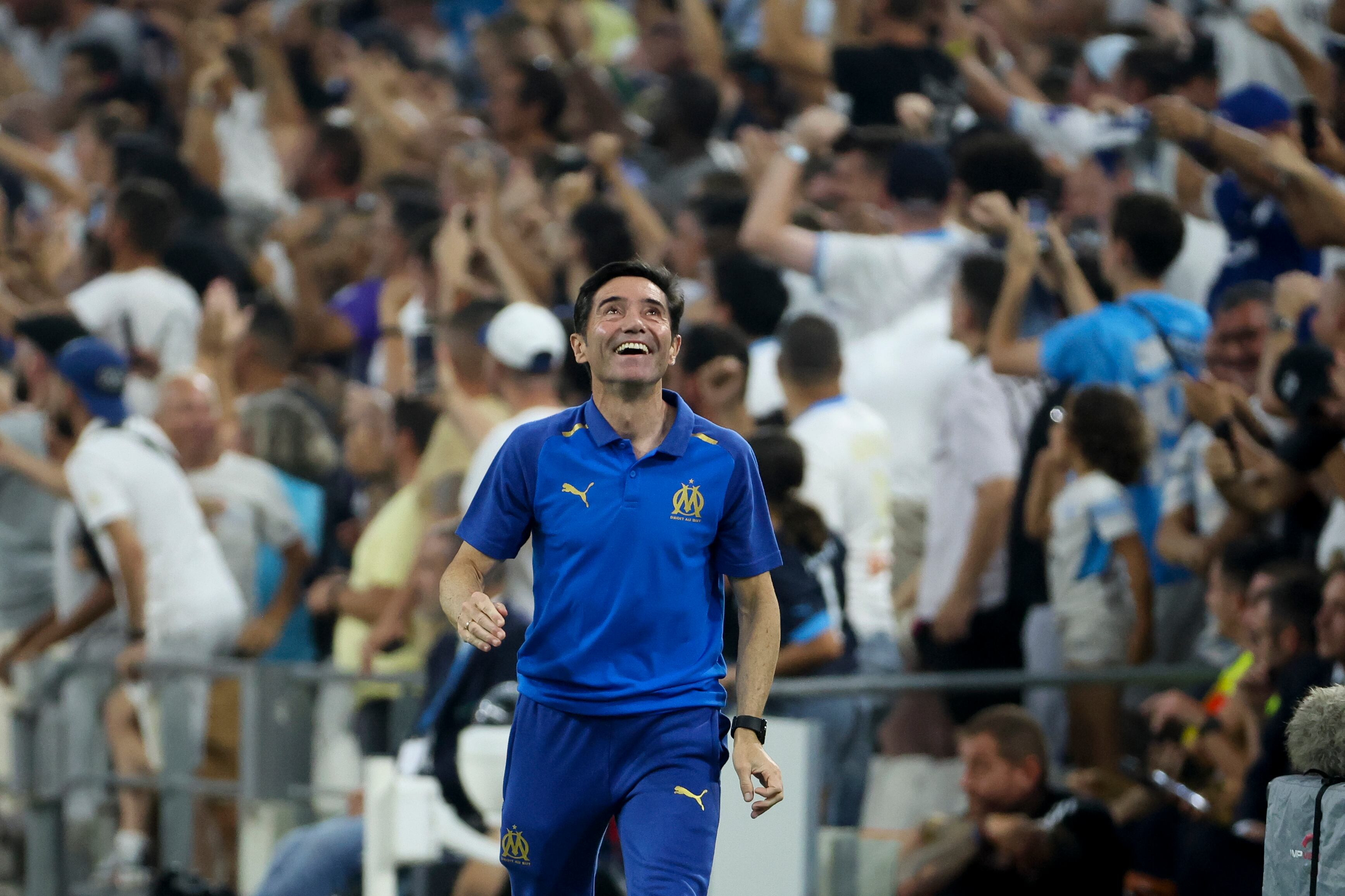 Marcelino García Toral reacciona a una jugada cuando era entrenador del Marsella