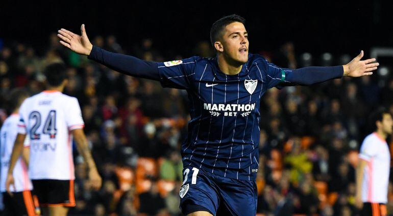 Pablo Fornals celebra un gol en Mestalla