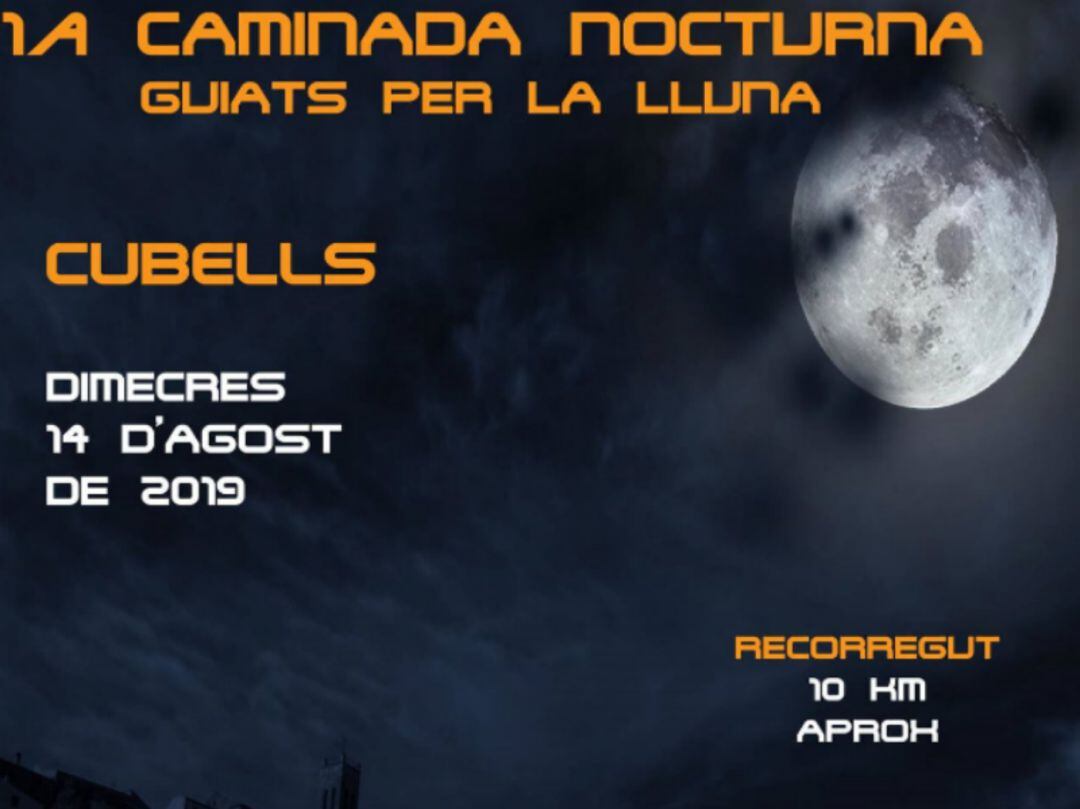 La caminada començarà a les 21 hores a la pista poliesportiva de Cubells.