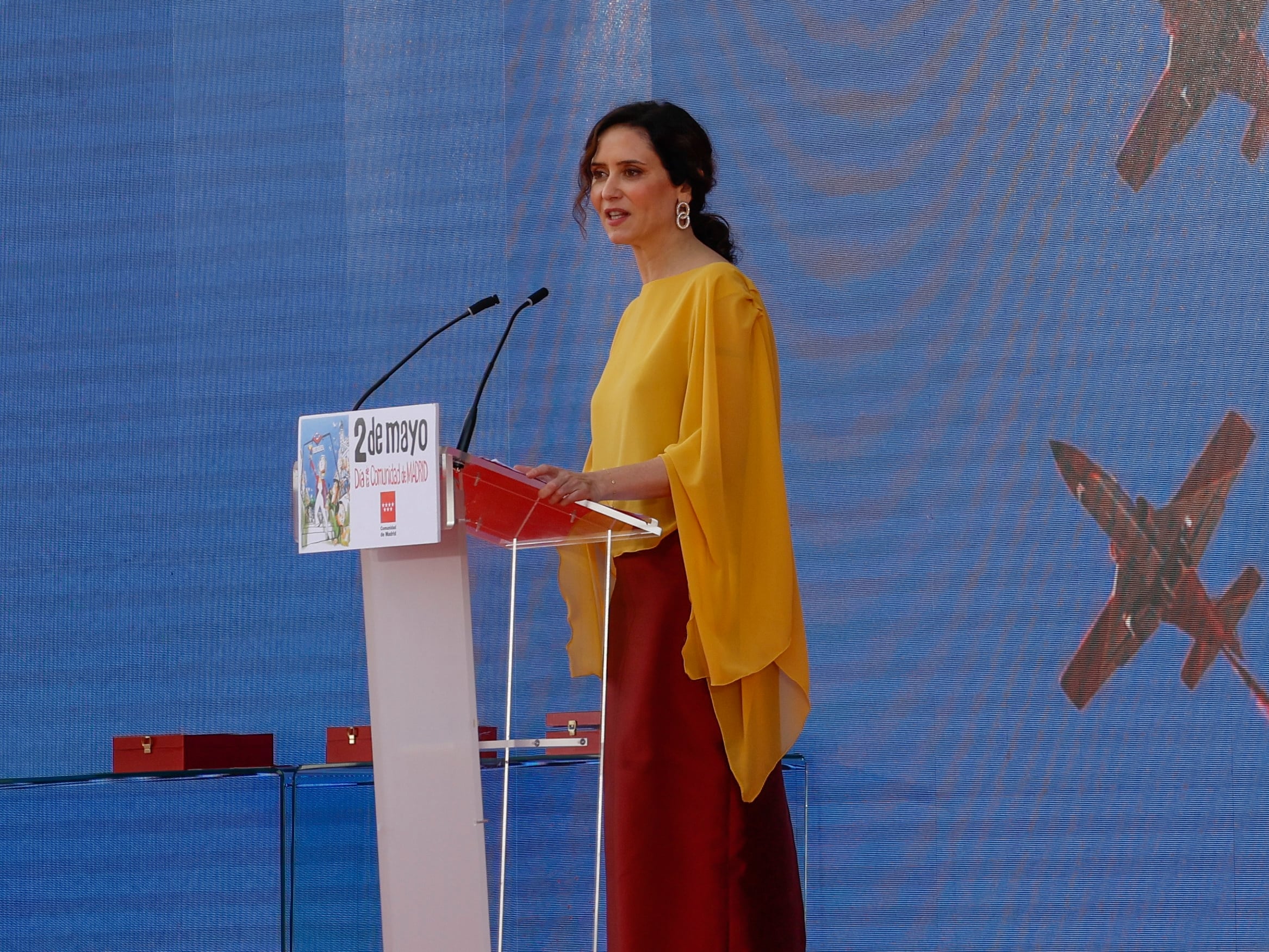 La presidenta de la Comunidad de Madrid, Isabel Díaz Ayuso, durante el acto institucional de entrega de las Grandes Cruces de la Orden del 2 de Mayo