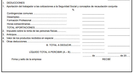 La nómina mensual debe recoger todas las deducciones aplicadas sobre nuestro salario