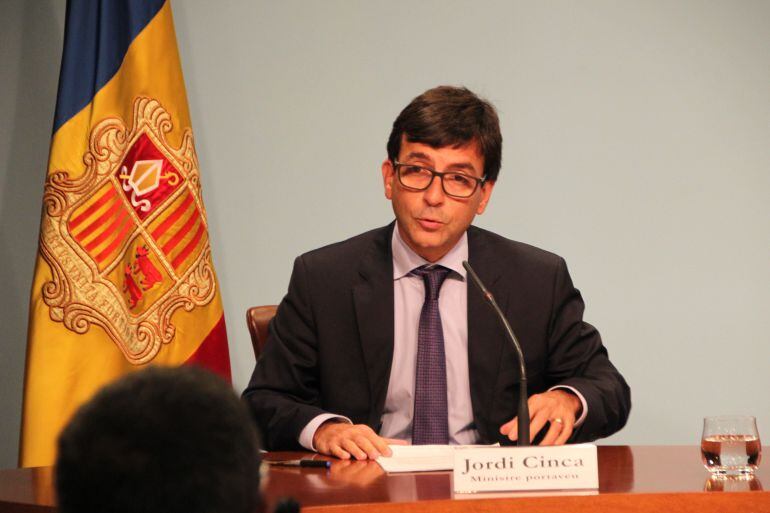 El ministre de Finances, Jordi Cinca, en la roda de premsa posterior al Consell de Ministres.