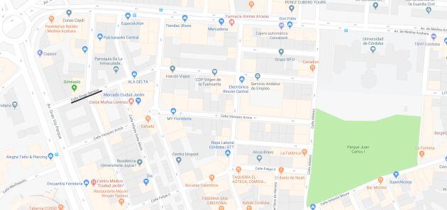 Mapa con la ubicación de la calle Diego Serrano en Córdoba