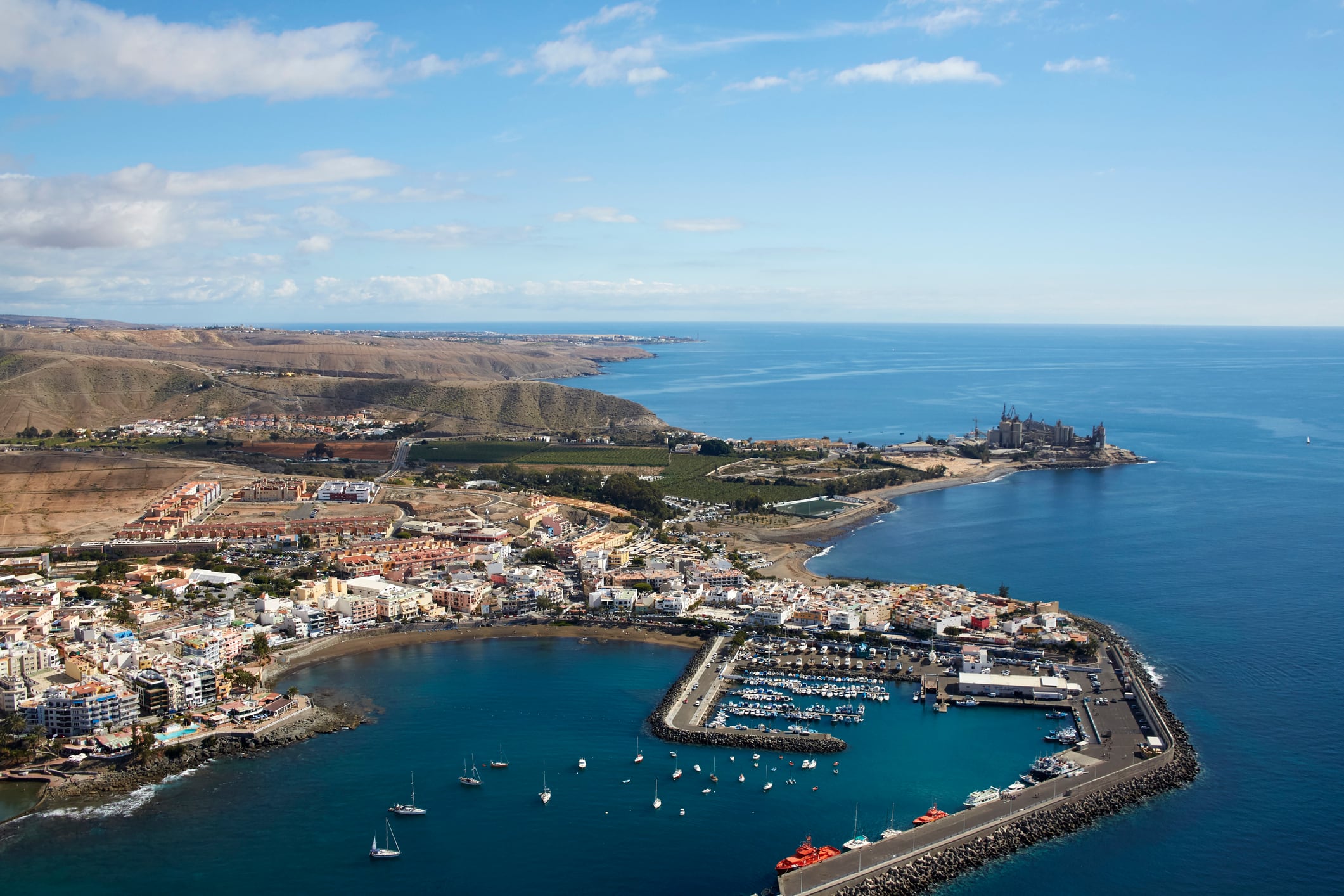 Vista aérea de la localidad de Arguineguín, en el sur de la isla de Gran Canaria