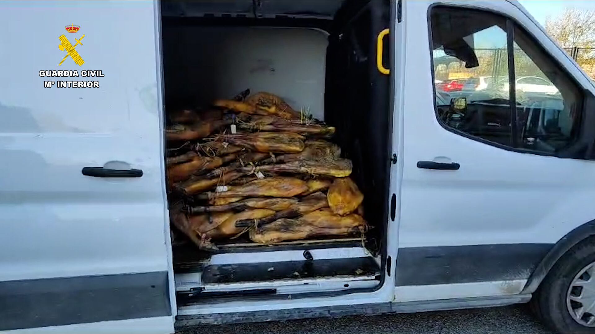 Una de las furgonetas donde se transportaban los ibéricos robados en Villanueva de Córdoba