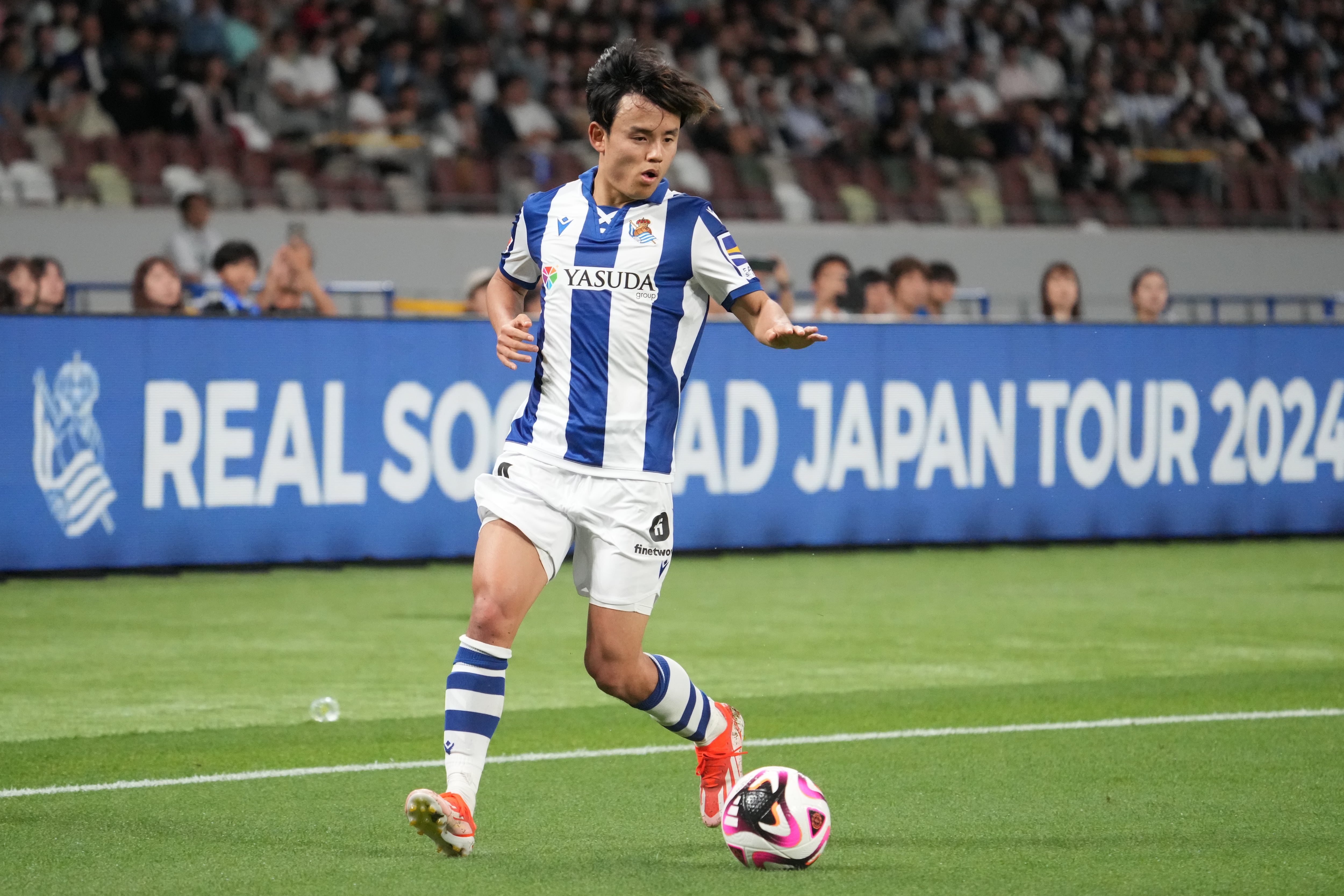 Take Kubo, durante un partido de pretemporada de la Real Sociedad en la gira por Japón