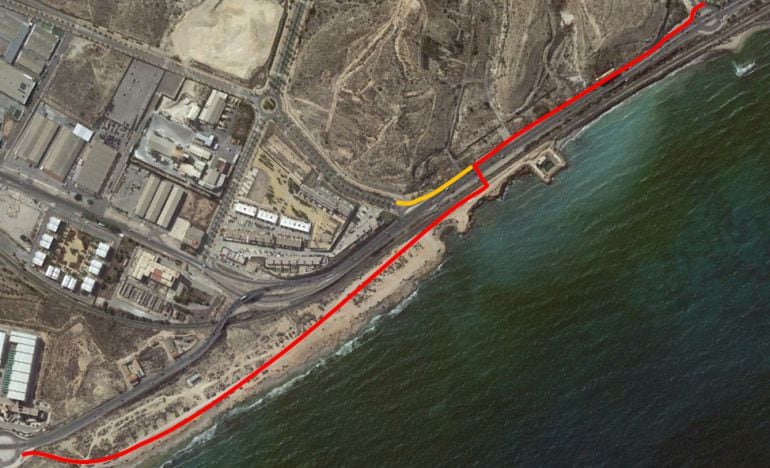 Vista general de la propuesta de la PCM de conexión peatonal-ciclista OAMI-DESALADORA.