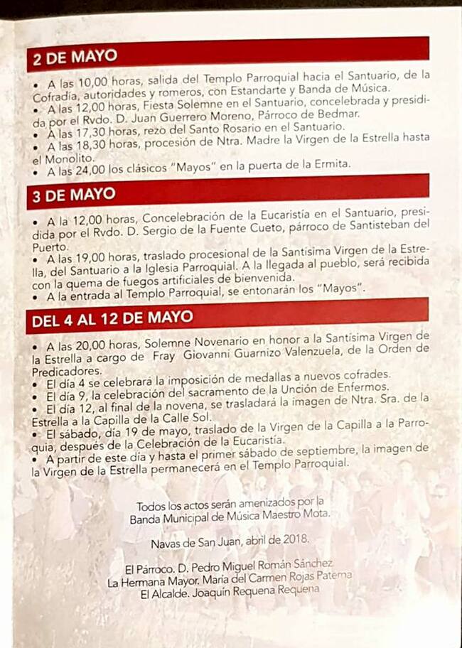 Programa de la Romería de la Virgen de la Estrella 2022