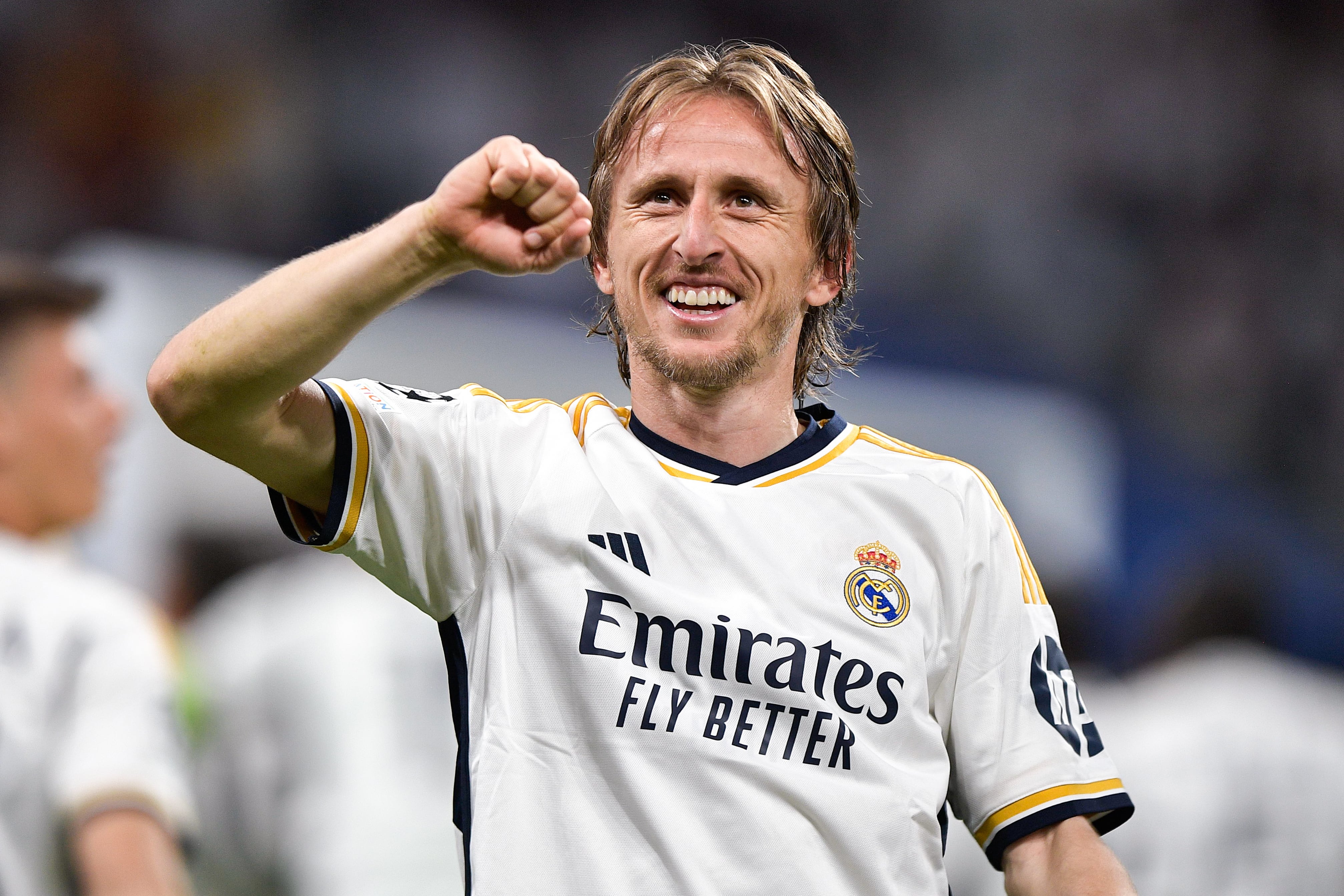 Luka Modric celebra en el Santiago Bernabéu.