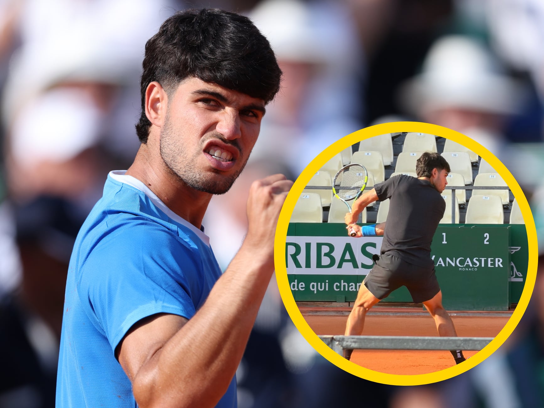 Carlos Alcaraz sigue entrenando después de pasar a la final de Montecarlo / Germán R. Abril en 'X'