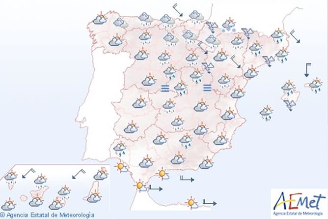 Predicción del tiempo en la península válido para el viernes 12 de octubre