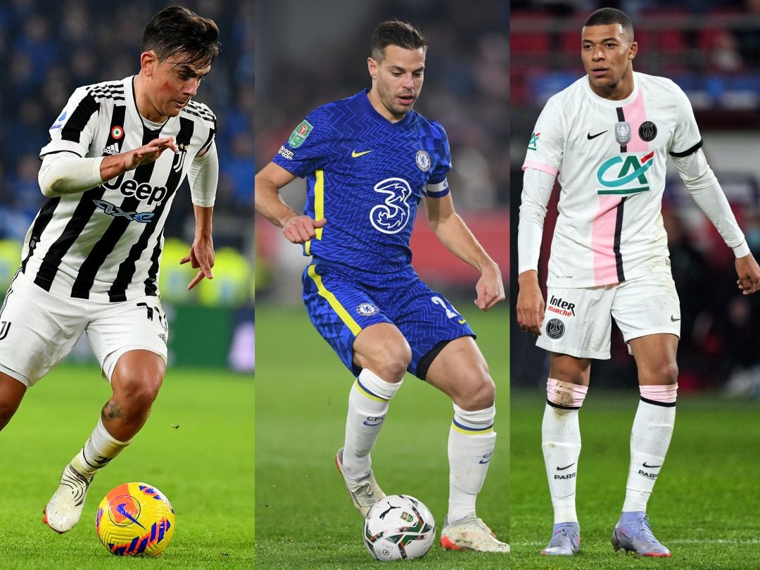 Paulo Dybala, César Azpilicueta y Kylian Mbappé son algunos de los jugadores que se quedan libres a partir del 1 de enero de 2022