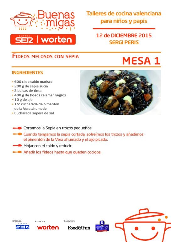 Primer plato del taller de cocina valenciana Buenas Migas para niños y 'papis'