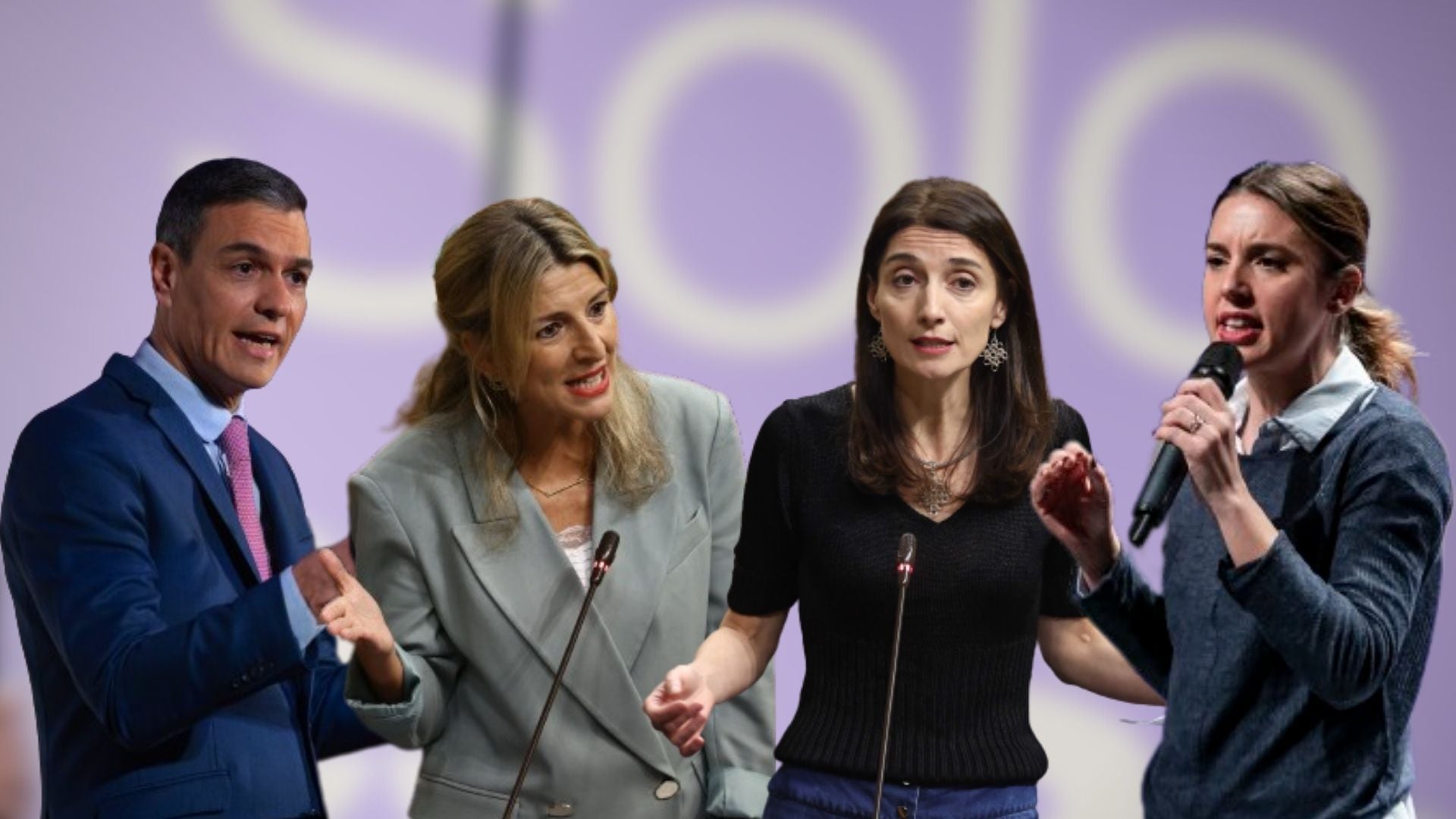 El presidente del Gobierno, Pedro Sánchez; la vicepresidenta y ministra de Trabajo, Yolanda Díaz; la ministra de Justicia, Pilar Llop; y la ministra de Igualdad, Irene Montero