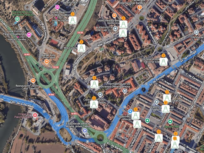 Los símbolos de los conos señalizan las zonas en las que se ha producido el corte en el suministro eléctrico