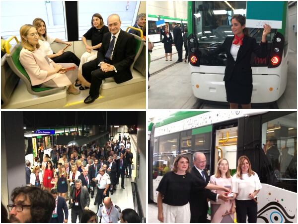 Las autoridades durante la inauguración del metro de Málaga