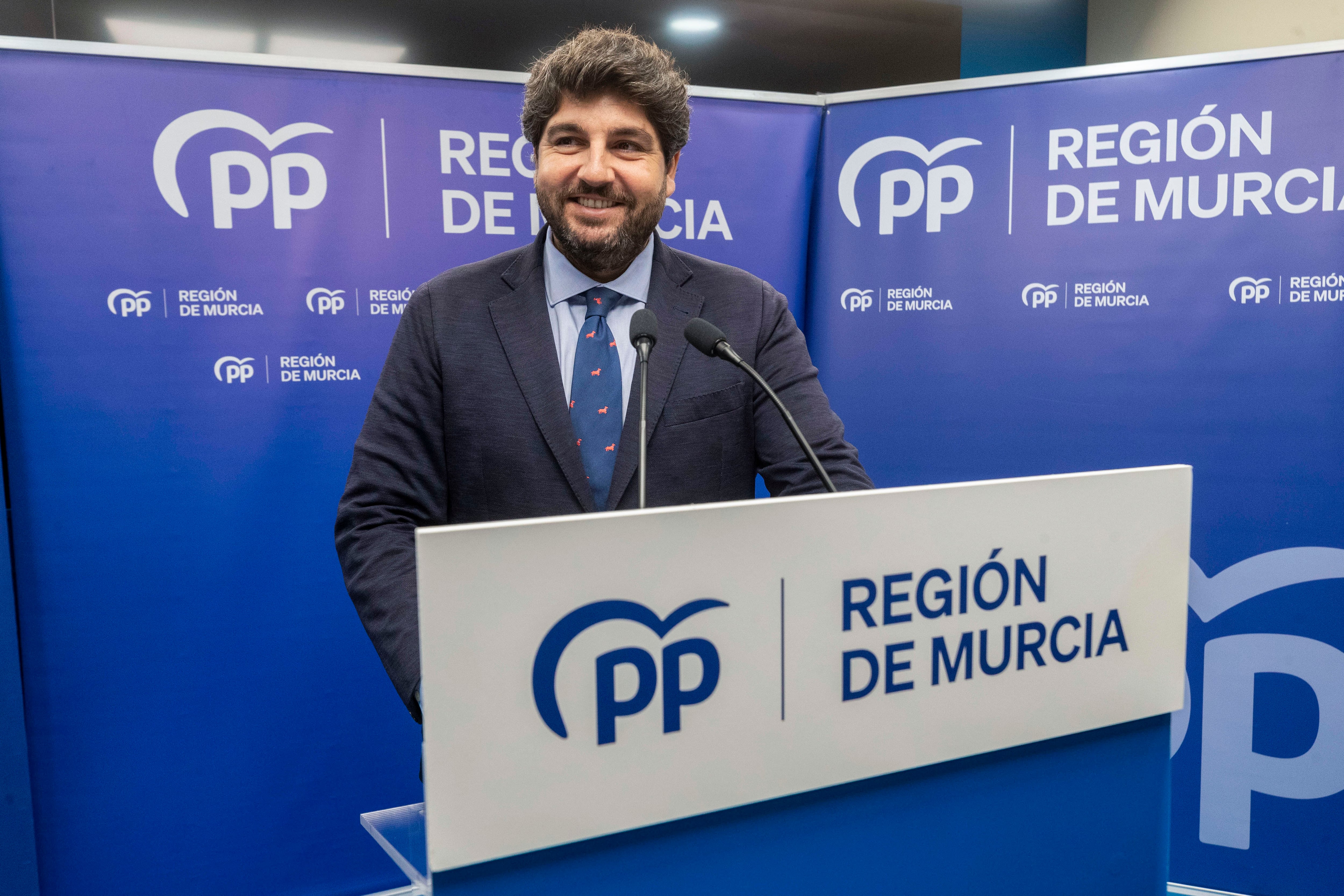 López Miras en una imagen de archivo en la sede del PP de la Región de Murcia