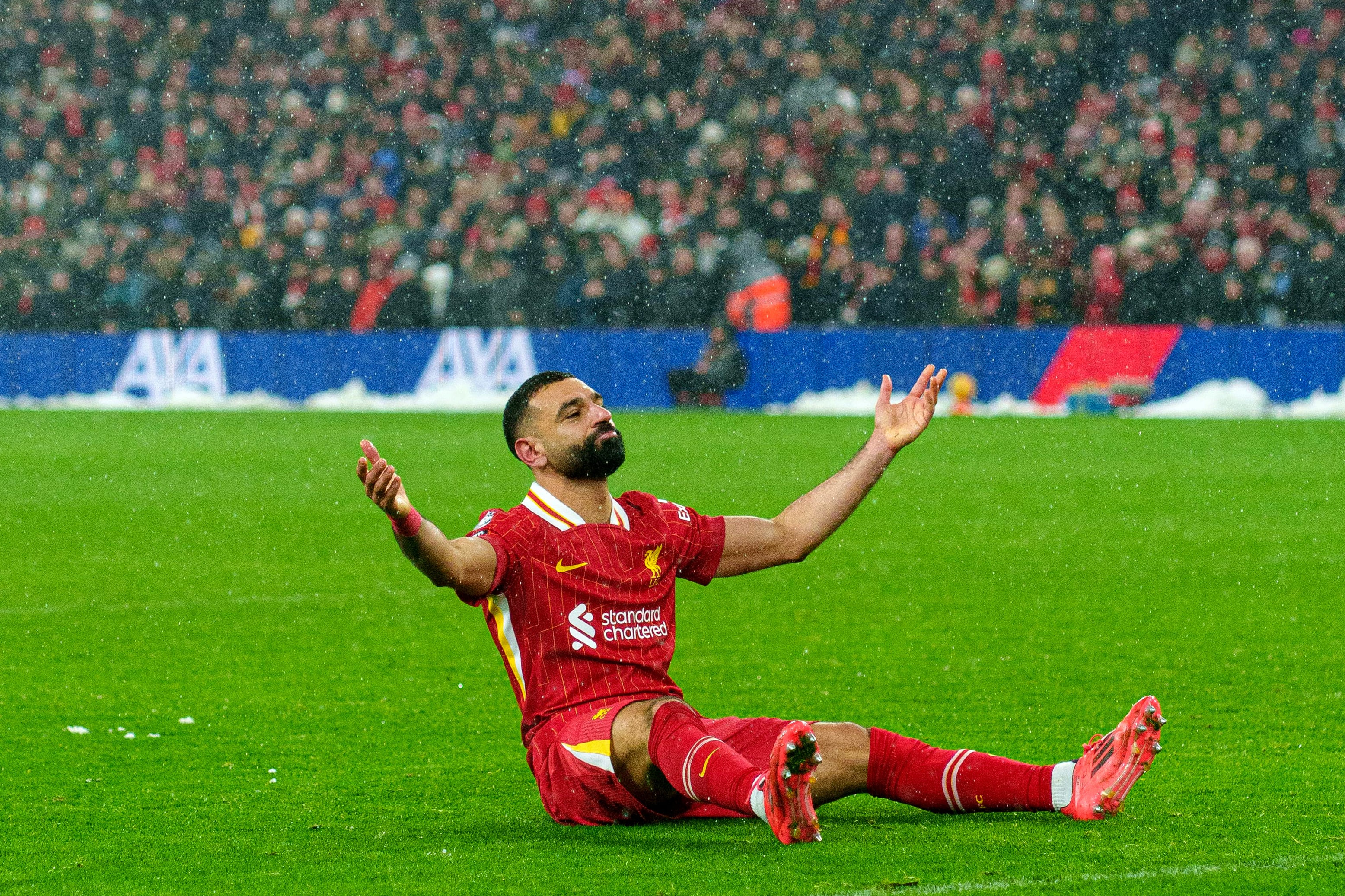 Mohamed Salah, durante el partido entre Liverpool y Manchester United de la Premier League