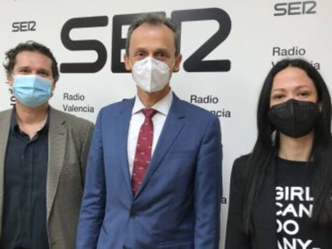 JM. Mulet, Pedro Duque y Sara Tabares