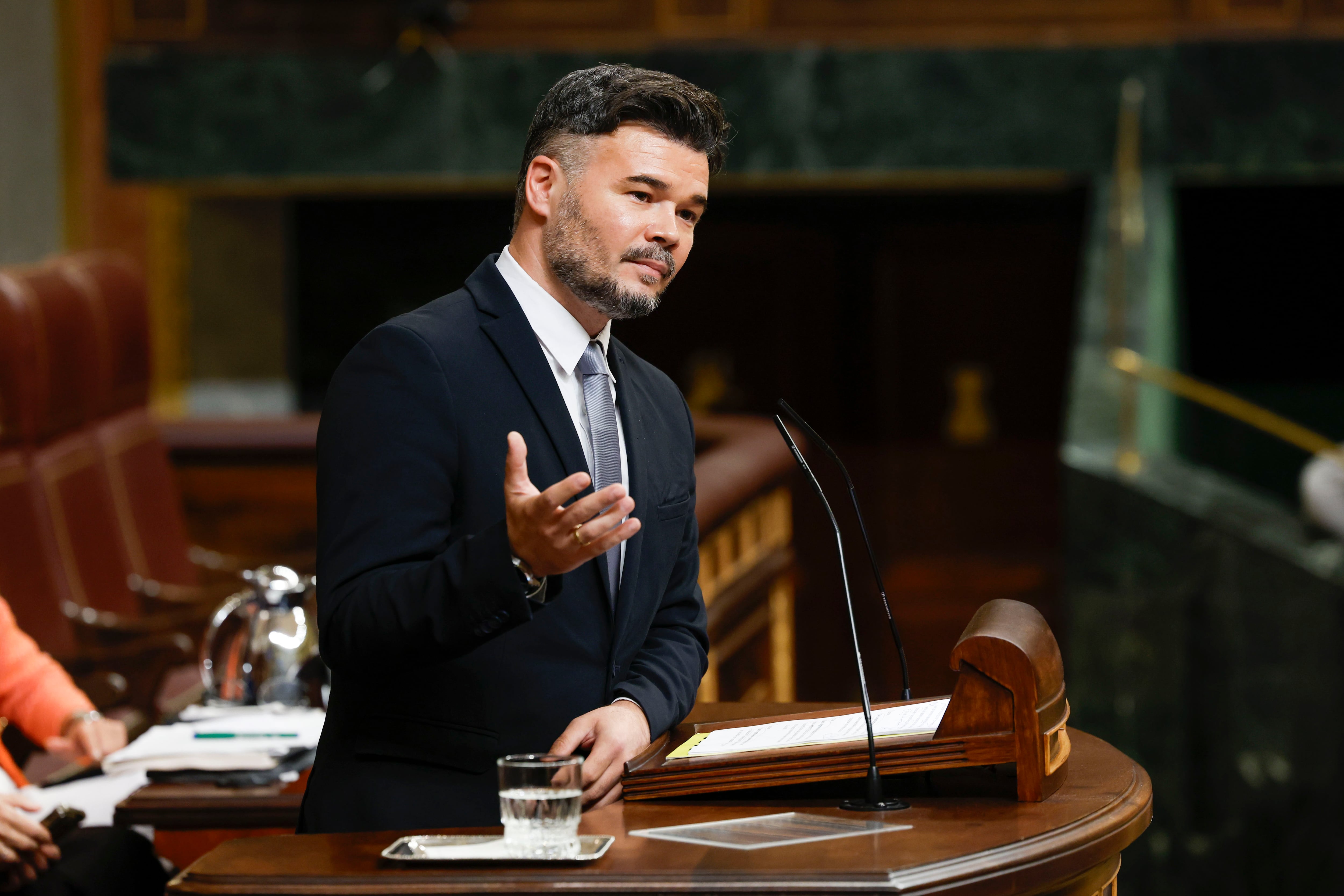 El portavoz parlamentario de ERC, Gabriel Rufián, interviene en el Congreso.