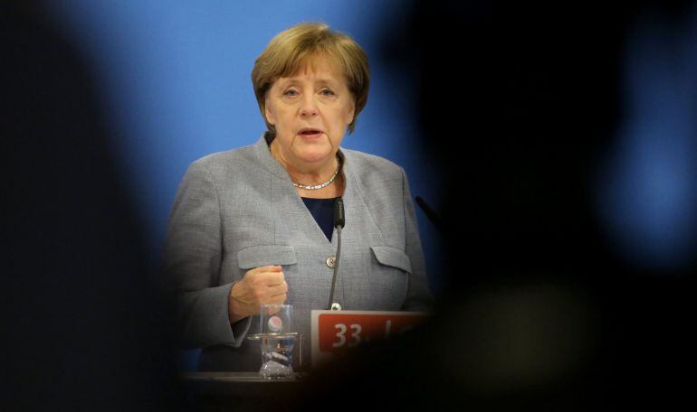 Merkel durante la convención del CDU, este sábado 