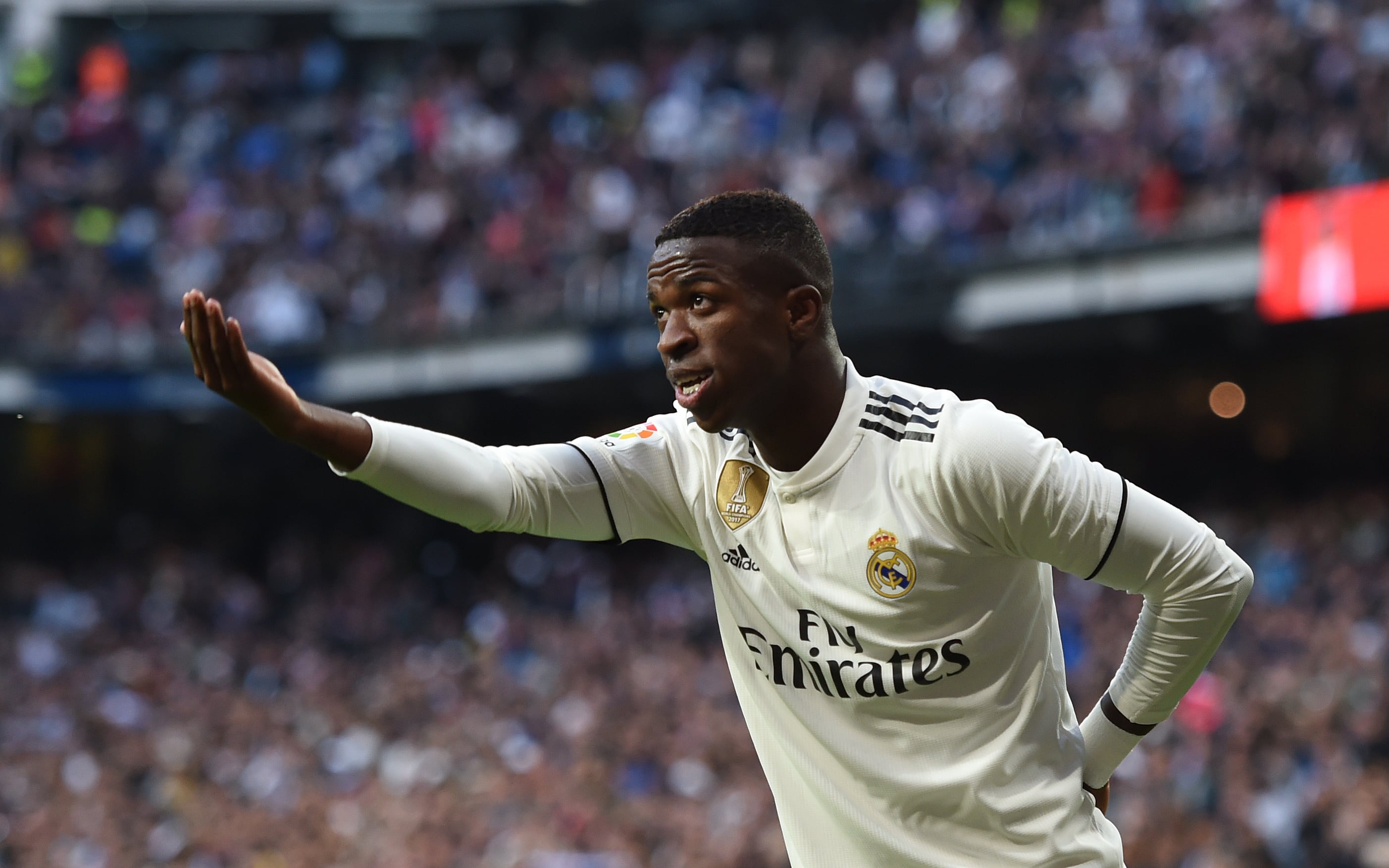 Vinicius, durante uno de sus primeros partidos con el Real Madrid