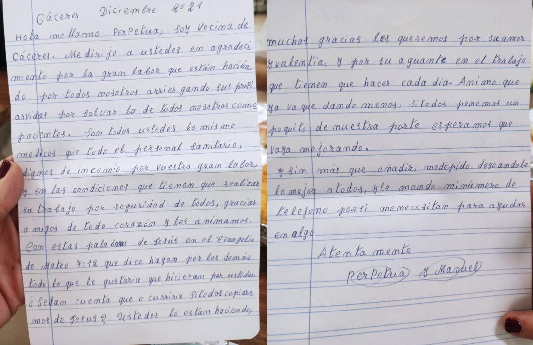 La carta viral de una vecina de Cáceres que agradece al equipo de vacunación el trabajo realizado