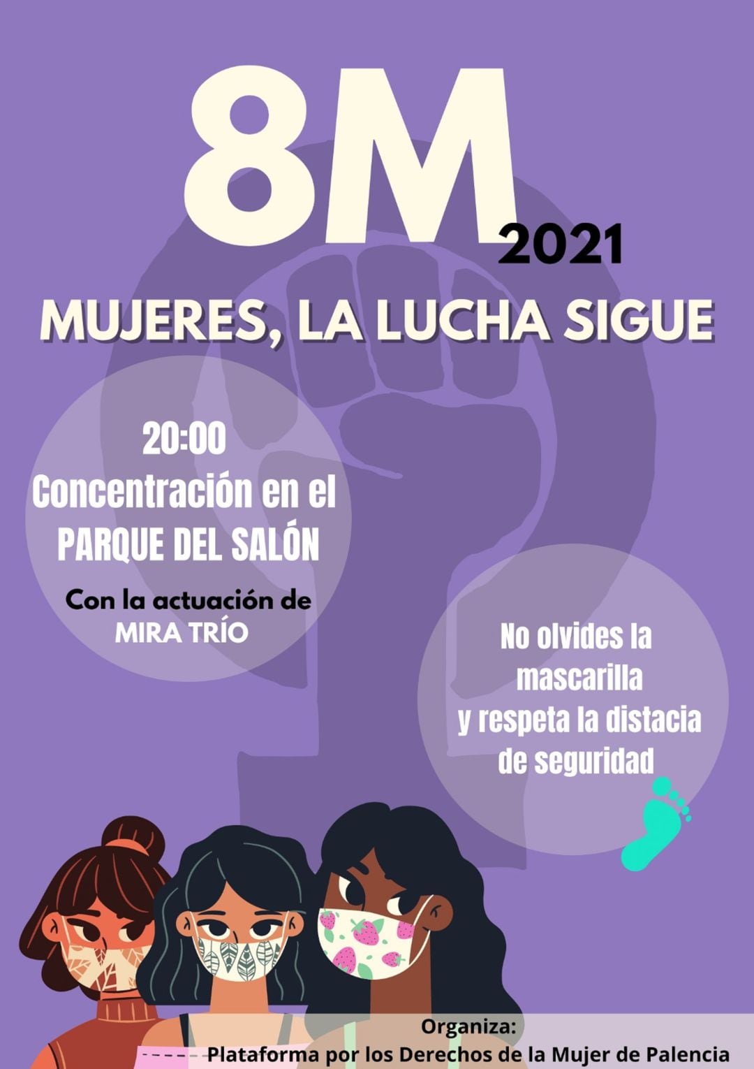 Cartel de la concentración del 8M en Palencia