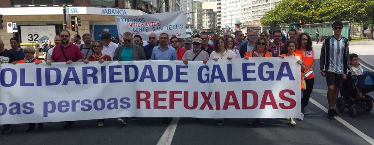 Manifestación a favor de los refugiados en A Coruña.