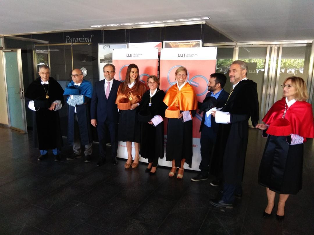 La alcaldesa de Castelló, Amparo Marco; la Consellera de Universidades, Carolina Pascual y el Conseller de Educación, Vicent Marzá en el acto de apertura del nuevo curso académico.