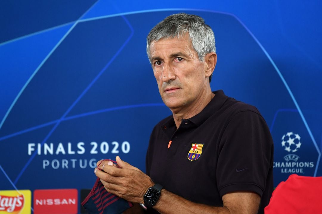 Quique Setién durante su etapa como entrenador del Barça