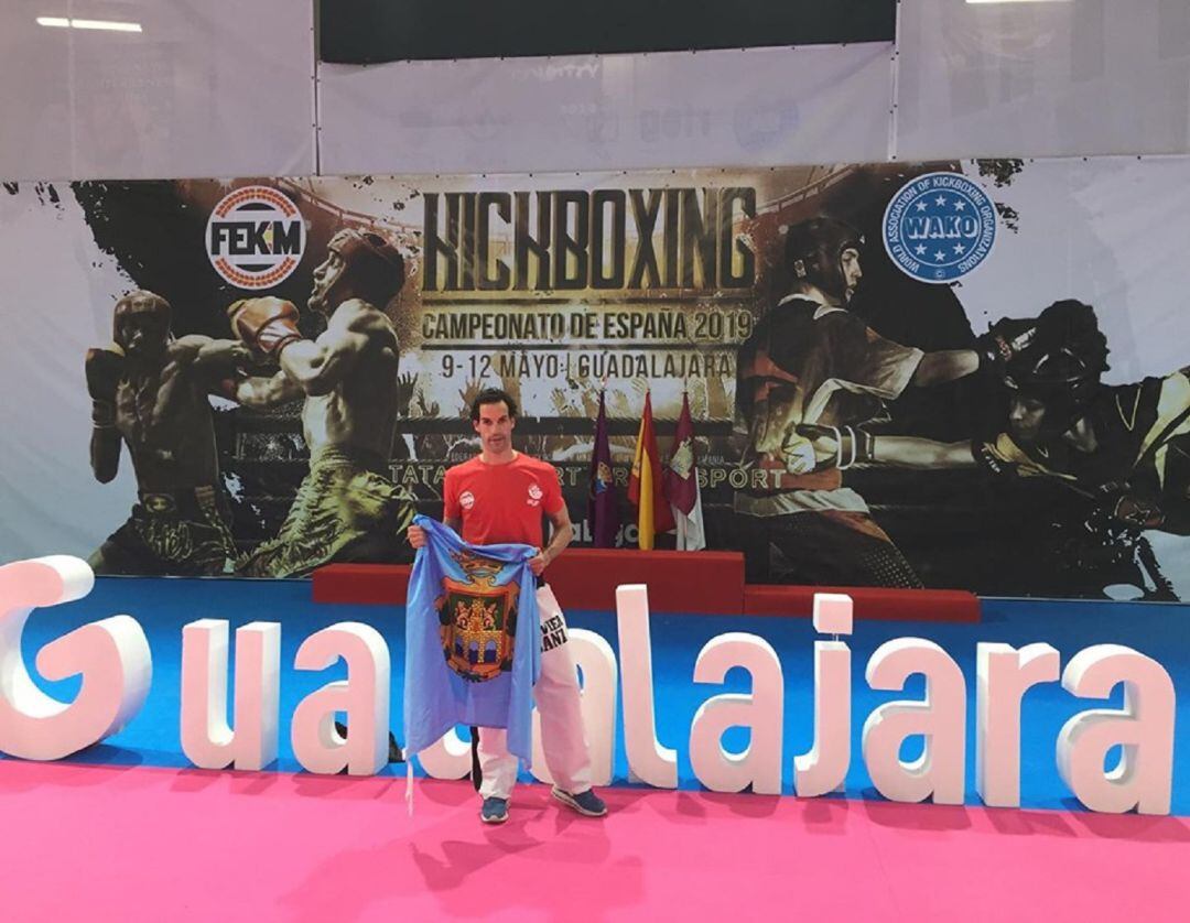 El luchador arandino, Javier Sanz Agüera, en el Campeonato de España de Guadalajara.