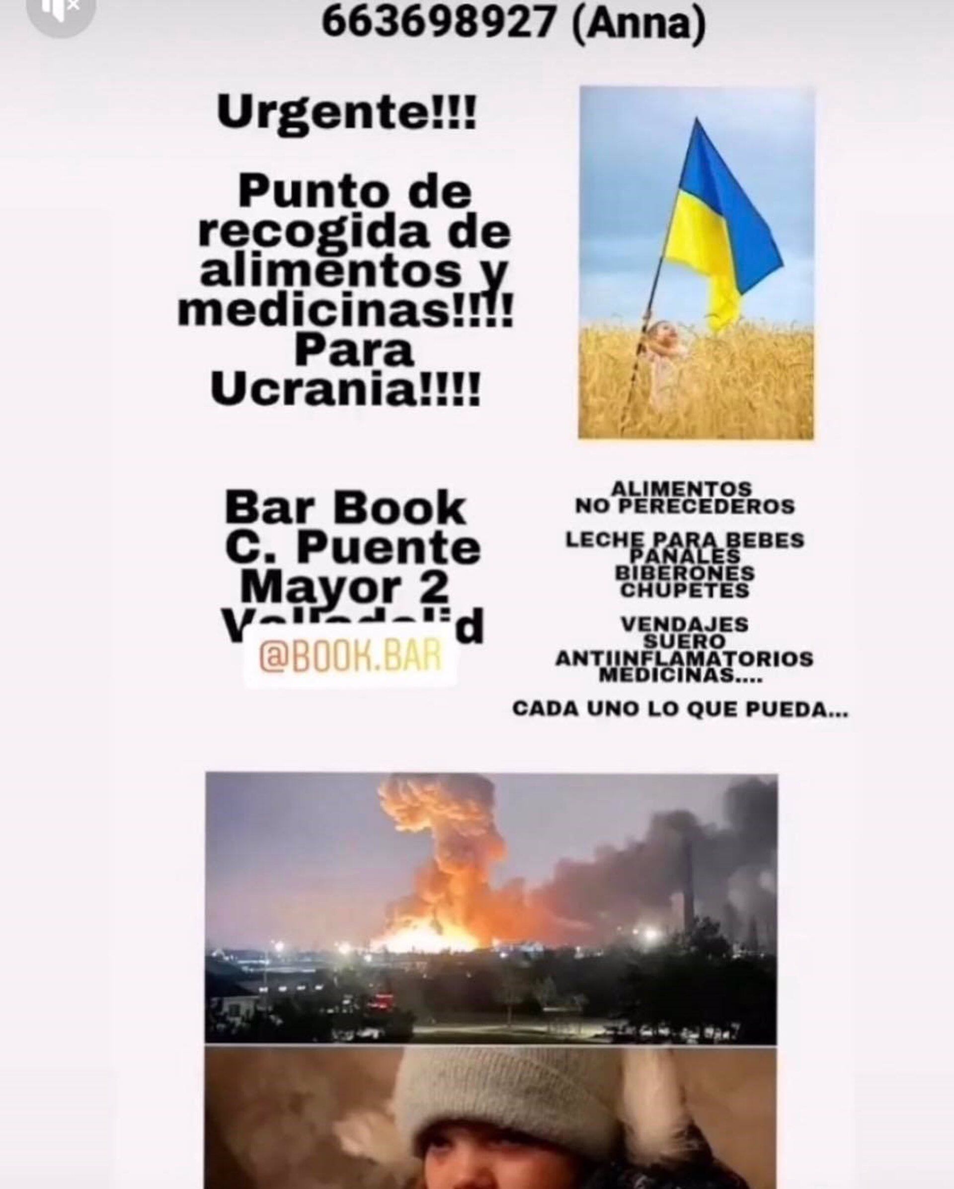Cartel para recogida de productos básicos para enviar a Ucrania
