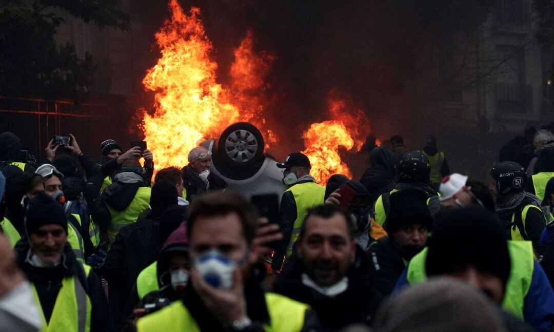 Incidentes en una de las manifestaciones del movimiento de los chalecos amarillos.