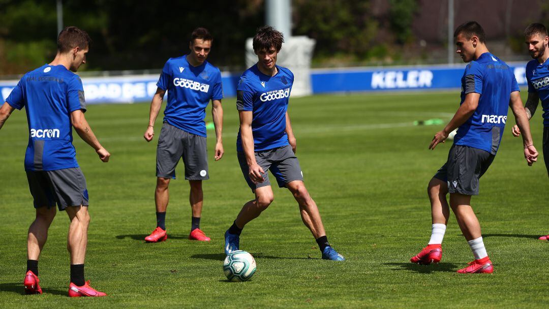 Imagen de un entrenamiento en Zubieta en la nueva normalidad