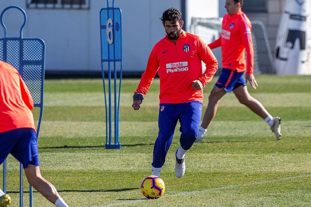 Diego Costa, durante el entrenamiento de este viernes